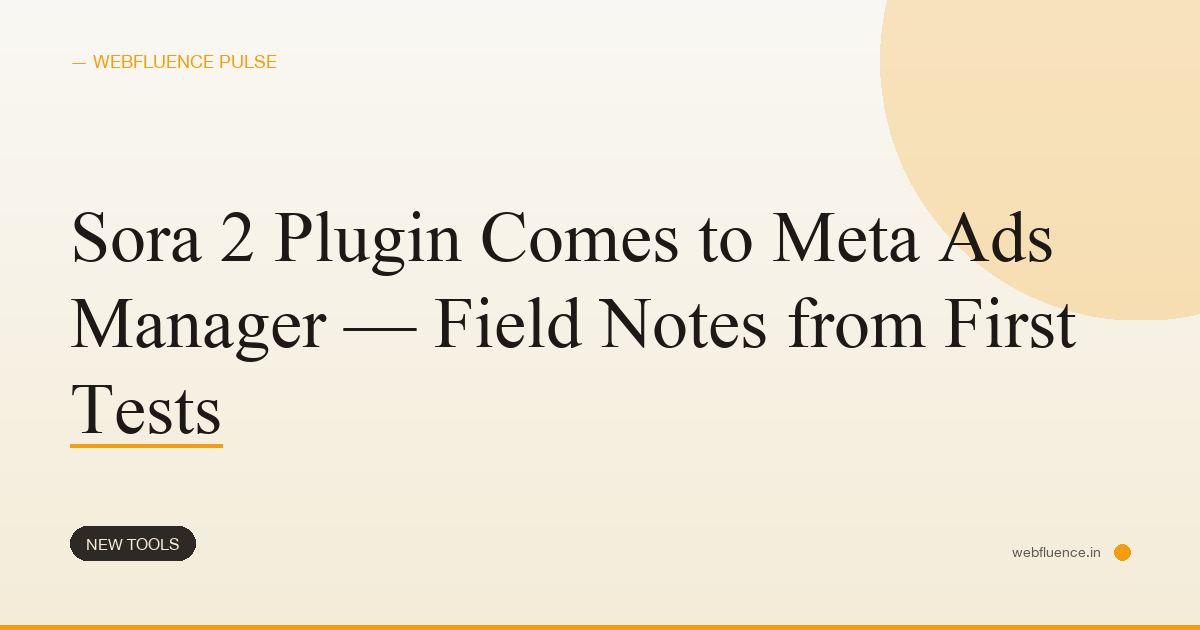 Sora 2 Plugin Comes to Meta Ads Manager — Field Notes from First Tests